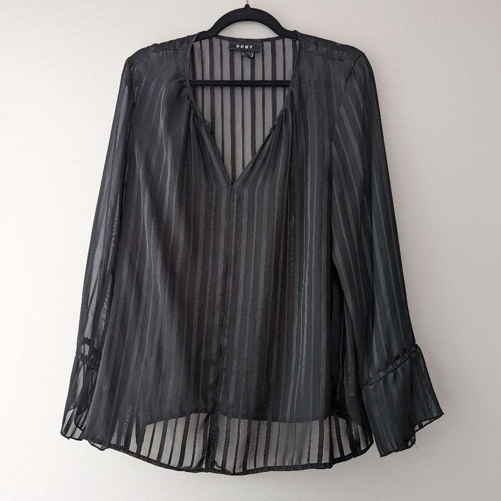 DKNY Sheer Striped Blouse